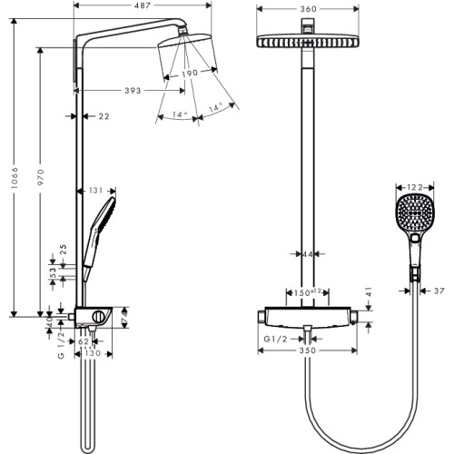 Душова система HANSGROHE Raindance Select 360 Showerpipe, 27112000